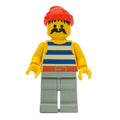 fig-005111 – Pirate - Blue Stripes, Light Gray Legs, Red Bandana, 3626a