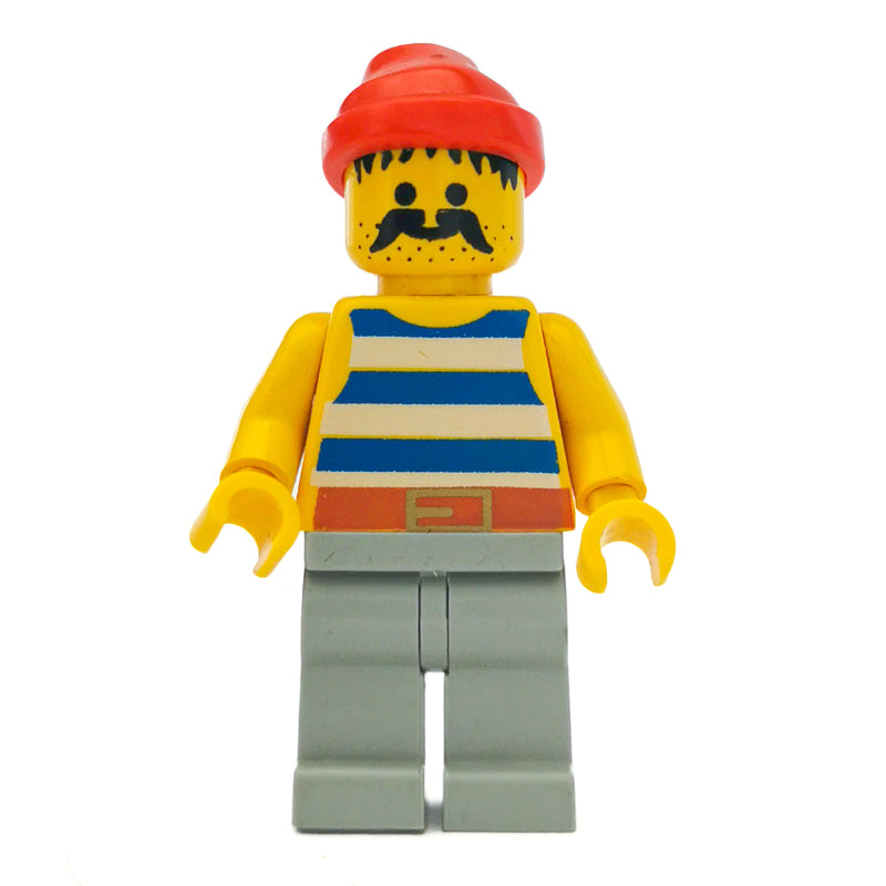 fig-005111 – Pirate - Blue Stripes, Light Gray Legs, Red Bandana, 3626a
