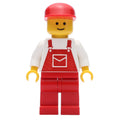 fig-005112 – Man - White Torso, Red Overall, Red Cap (3626b Head)