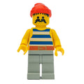 fig-005113 – Pirate - Blue Stripes, Light Gray Legs, Red Bandana, 3626b