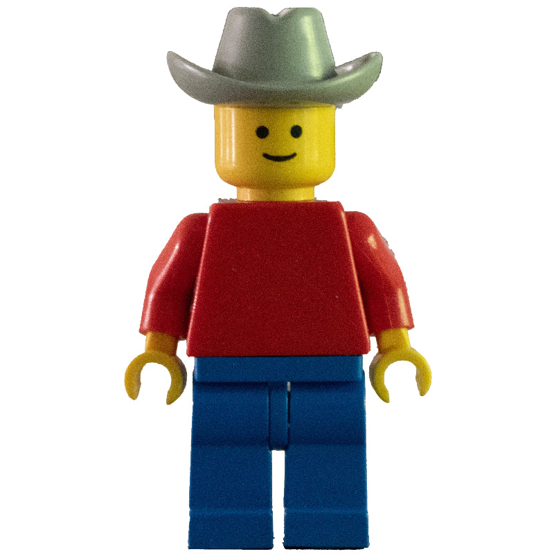 fig-005117 – Man - Red Torso, Blue Legs, Light grey Cowboy Head