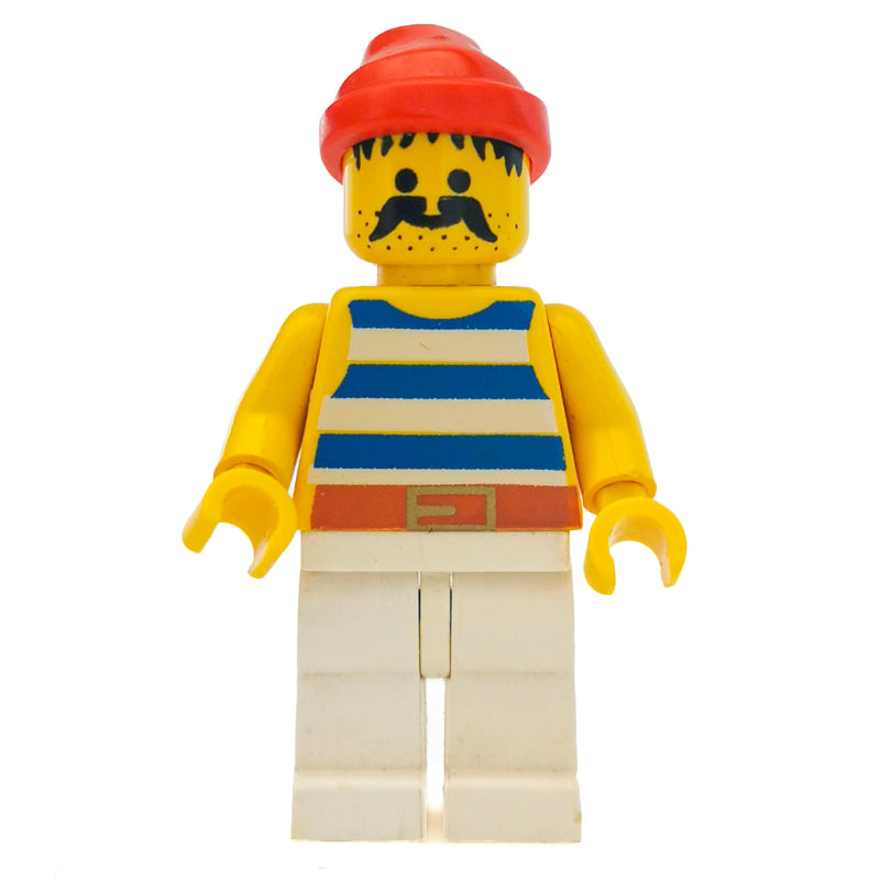 fig-005124 – Pirate - Blue Stripes, White Legs, Red Bandana, Gold Belt Buckle, 3626b