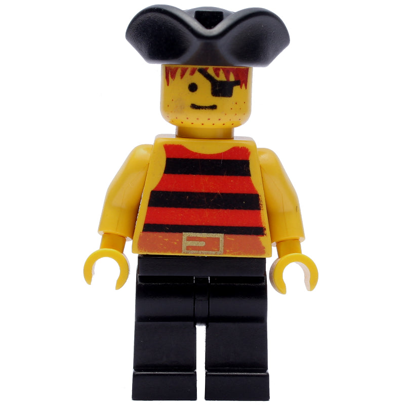 fig-005125 – Pirate - Red/Black Stripes, Black Legs, Black Tricorne
