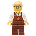 fig-005129 – Barista, Woman, White Torso, Reddish Brown Apron, Bright Light Yellow Hair
