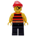 fig-005136 – Pirate - Red/Black Stripes, Black Legs, Red Bandana, Eyepatch (Old)