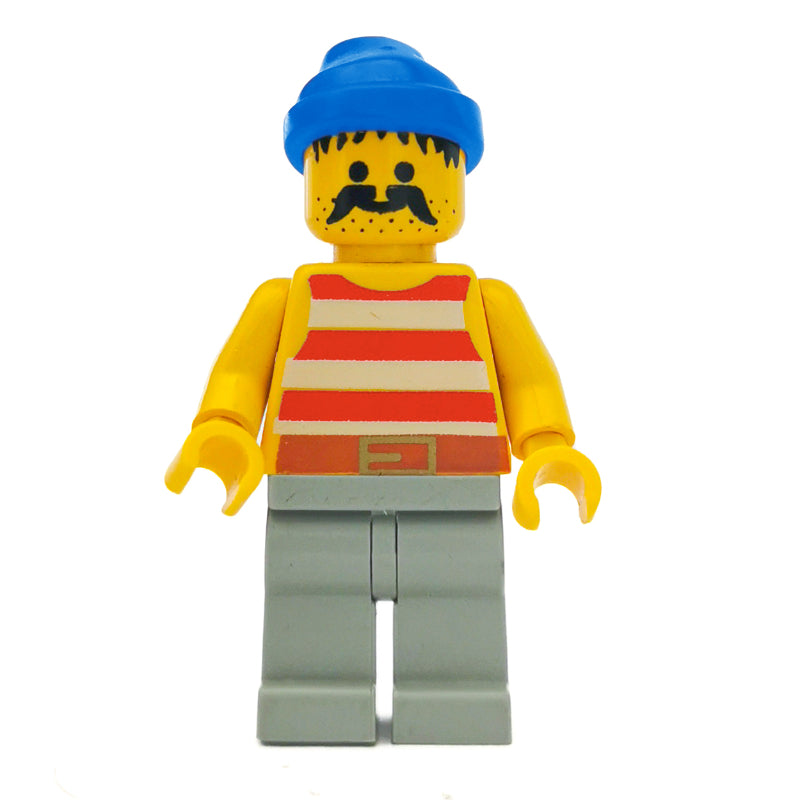 fig-005151 – Pirate - Red Stripes, Light Gray Legs, Blue Bandana, 3626b