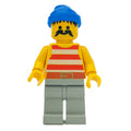 fig-005152 – Pirate - Red Stripes, Light Gray Legs, Blue Bandana, 3626a