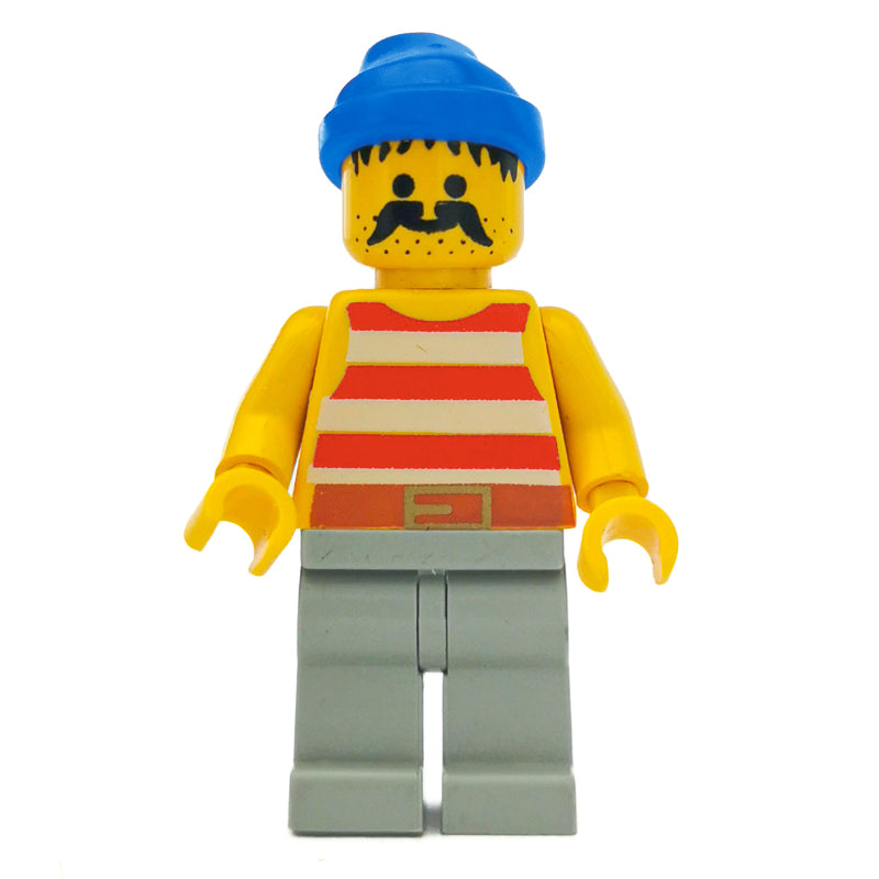fig-005152 – Pirate - Red Stripes, Light Gray Legs, Blue Bandana, 3626a