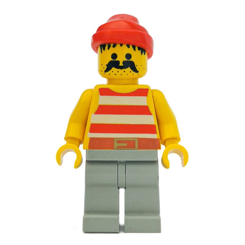 fig-005153 – Pirate - Red Stripes, Light Gray Legs, Red Bandana