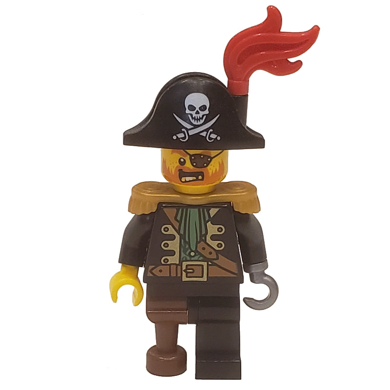 fig-005257 – Pirate - Captain, Flat Silver Hook, Red Plume