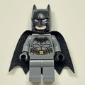 fig-005477 – Batman, Dark Bluish Gray Suit, Black Cape and Cowl, Black Head, Dark Bluish Gray Legs, Gold Trim Batman Logo (39444 Cape)