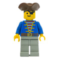 fig-005514 – Pirate - Blue Jacket, Light Gray Legs, Brown Tricorne (3626a Head)