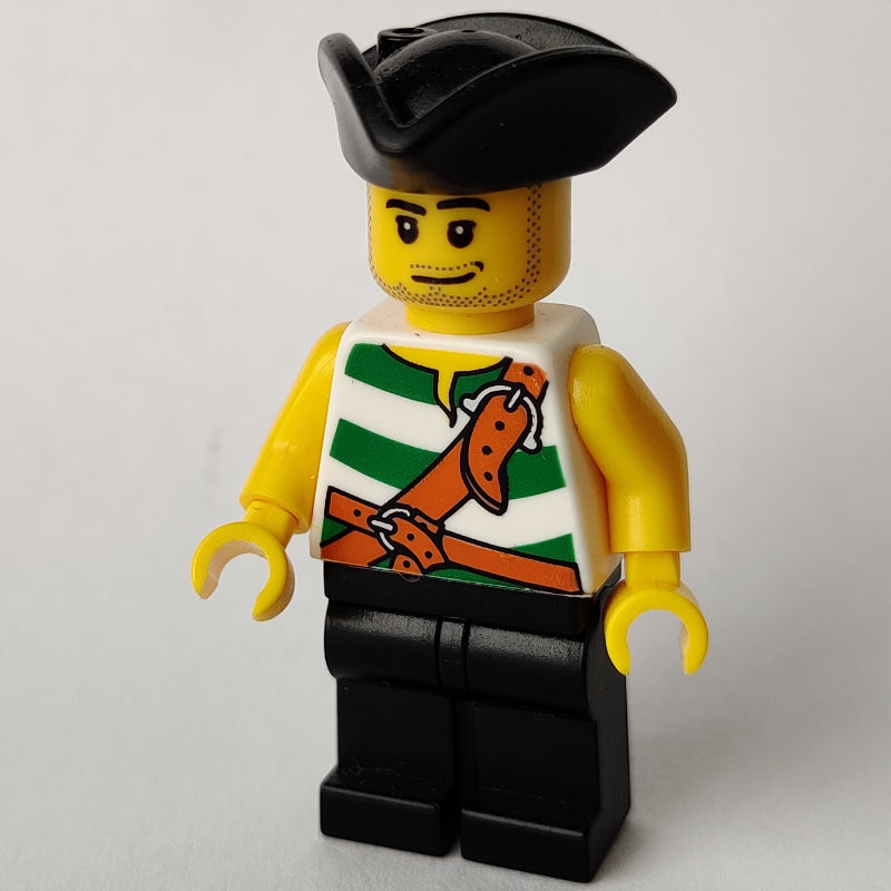 fig-005543 – Pirate - Green Stripes, Black Legs, Black Tricorne