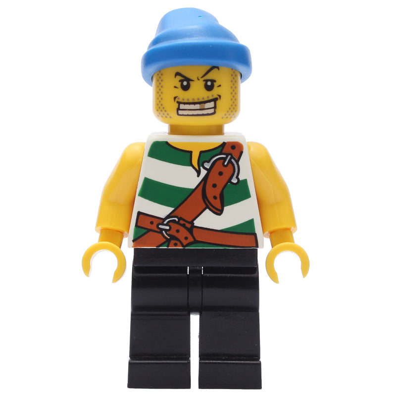 fig-005544 – Pirate - Green Stripes, Black Legs, Blue Bandana