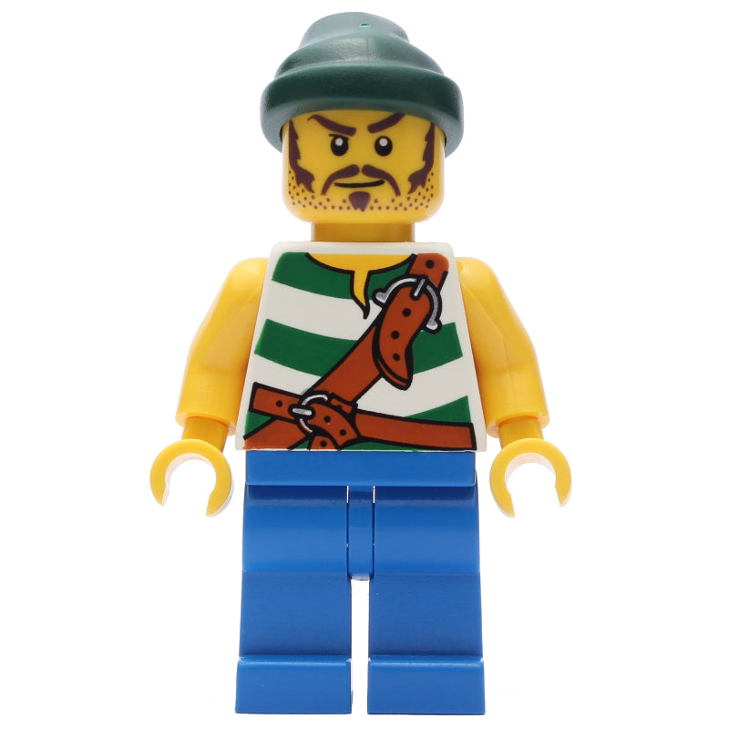 fig-005545 – Pirate - Green Stripes, Blue Legs, Dark Green Bandana