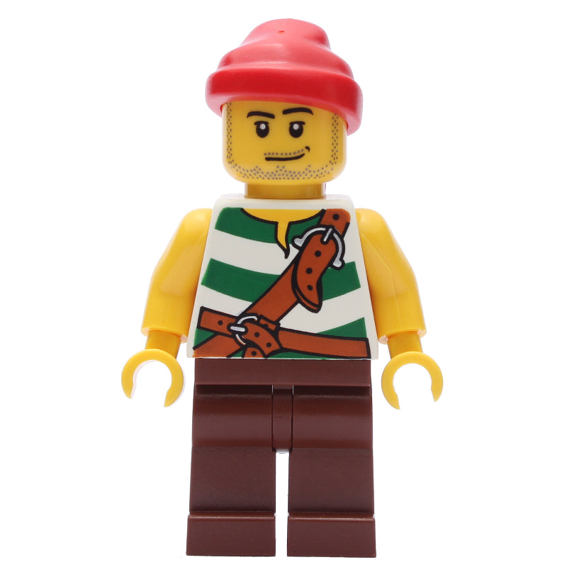 fig-005547 – Pirate - Green Stripes, Reddish Brown Legs, Red Bandana