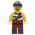 fig-005549 – Pirate - Green Stripes, Reddish Brown Legs, Dark Green Bandana, Black Beard