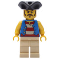 fig-005555 – Pirate - Blue Vest, Tan Legs, Black Tricorne (3626b Head)