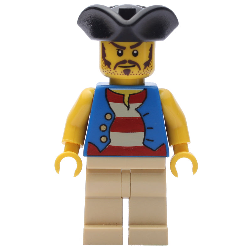 fig-005555 – Pirate - Blue Vest, Tan Legs, Black Tricorne (3626b Head)