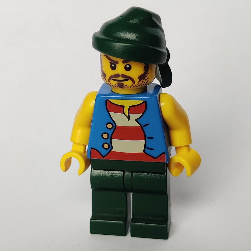 fig-005558 – Pirate - Blue Vest, Dark Green Legs, Dark Green Bandana, Long Moustache