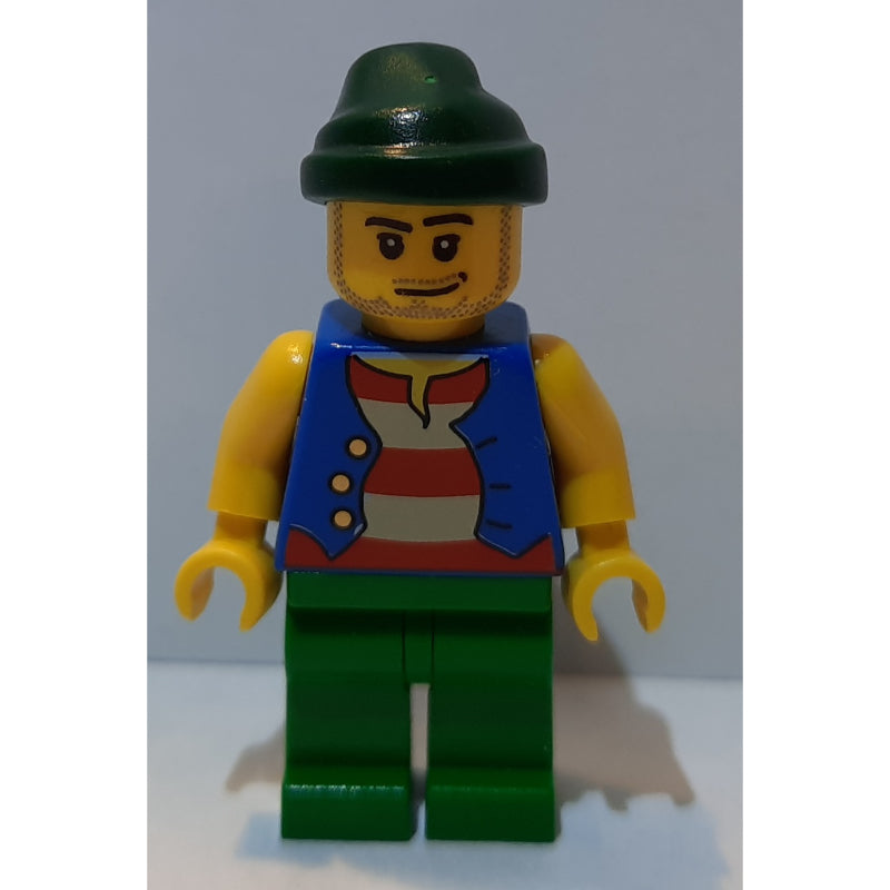 fig-005559 – Pirate - Blue Vest, Green Legs, Dark Green Bandana, Smirk