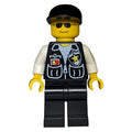 fig-005948 – Policeman, Black Vest with Badge and Pockets, Black Cap, Sunglasses
