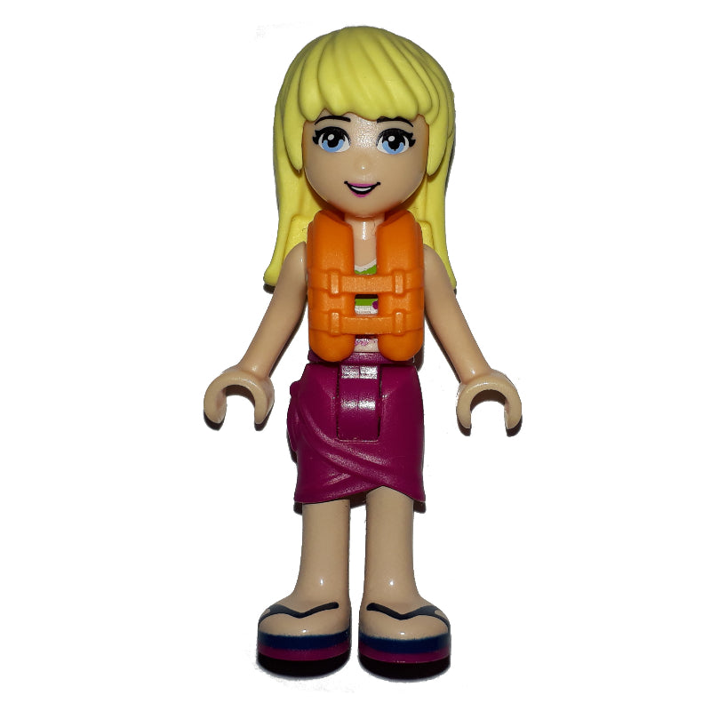 fig-005953 – Stephanie - Lime Bikini, Magenta Skirt and Life Jacket