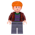 fig-006109 – Ron Weasley, Open Reddish Brown Jacket over Striped Shirt