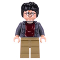 fig-006118 – Harry Potter, Open Dark Bluish Gray Jacket over Dark Red Shirt, Dark Tan Legs