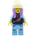 fig-006329 – Parker L. Jackson, Black Top, Bright Light Yellow Beanie Hat, Medium Lavender Hair, Scared / Open Mouth