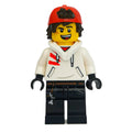 fig-006351 – Jack Davids, White Hoodie with Downed Hood and Red Backwards Cap, Scared / Open Mouth