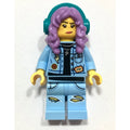 fig-006356 – Parker L. Jackson, Bright Light Blue Denim Jacket, Medium Lavender Hair with Headphones, Angry / Smirk