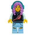 fig-006363 – Parker L. Jackson, Black Top, Medium Lavender Hair with Headphones, Smile / Disgusted