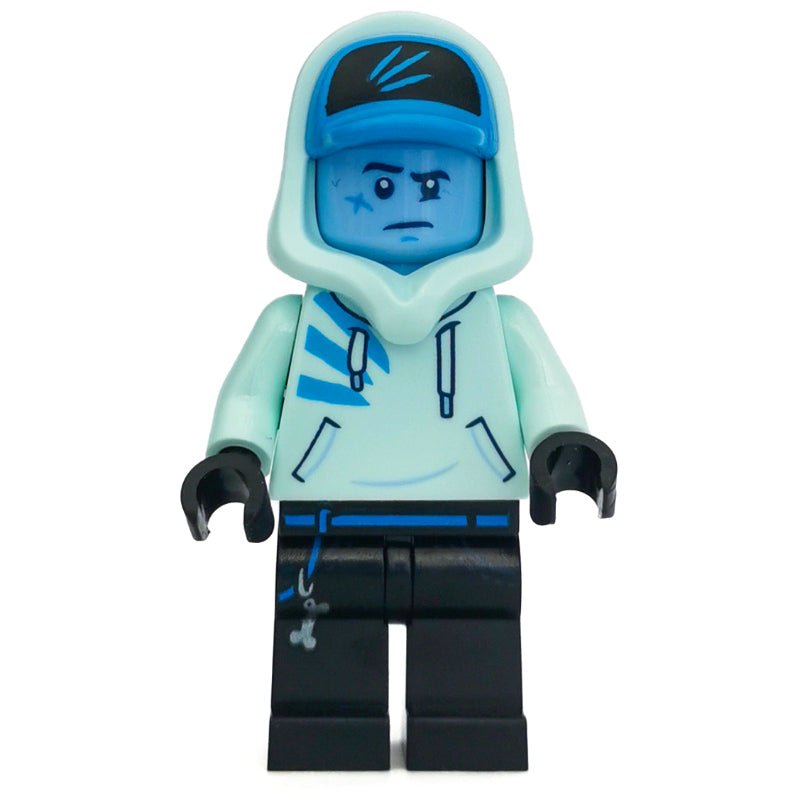 fig-006366 – Jack Davids, Light Aqua Hoodie with Hood and Dark Azure Cap