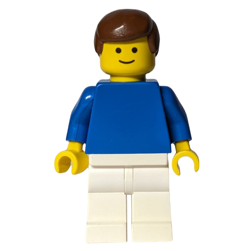 fig-006378 – Football Player, Plain Blue Torso and White Legs, Brown Hair (3626a Head)
