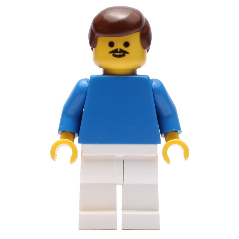 fig-006415 – Soccer Player Blue Torso, White Legs, Brown Hair, Mustache