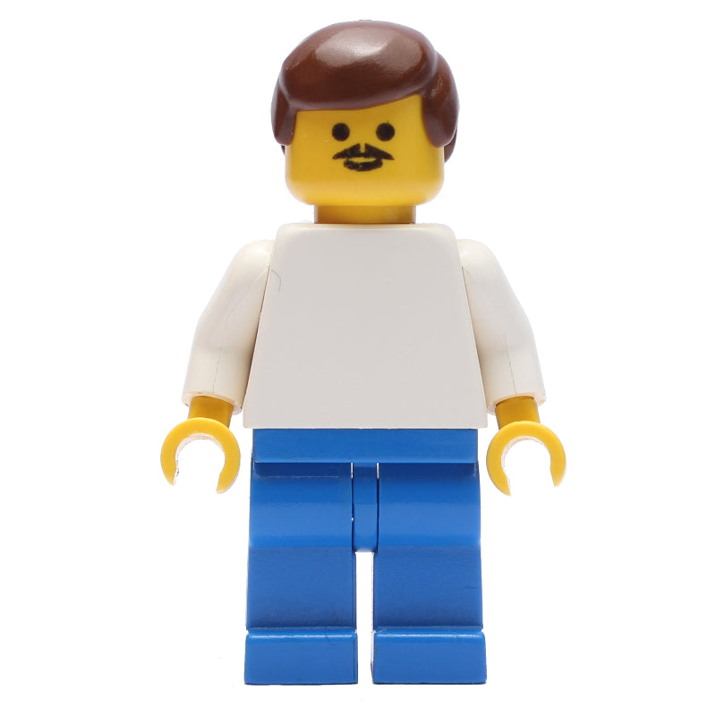 fig-006426 – Soccer Player White Torso, Blue Legs, Brown Hair, Mustache