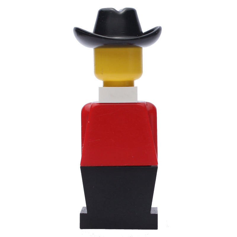 fig-006473 – LEGOLAND Red Torso, Black Legs, Black Cowboy Hat, White Scarf