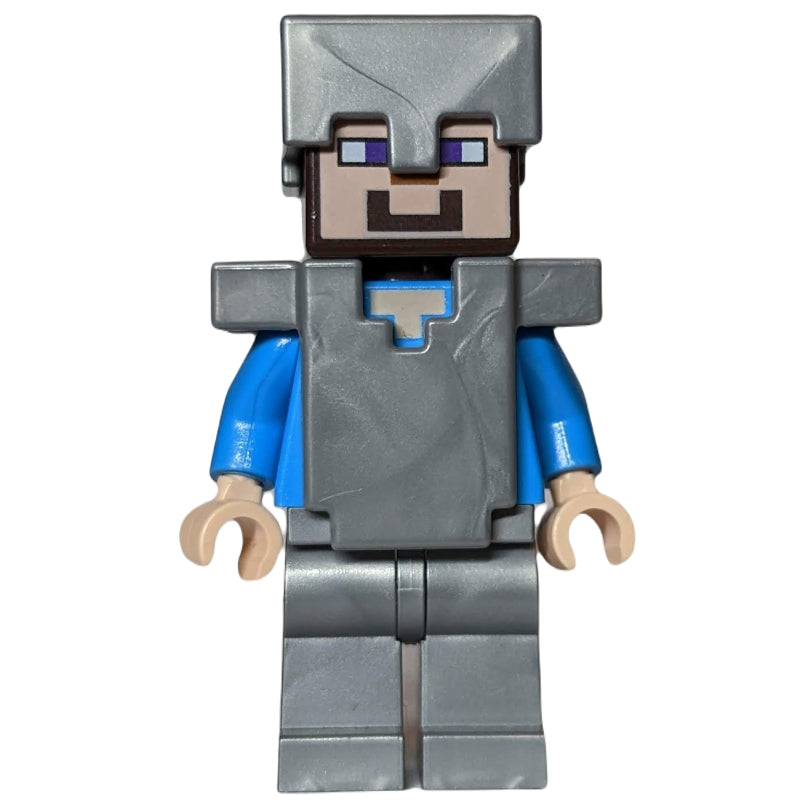 fig-006516 – Steve in Flat Silver Helmet, Armor and Legs