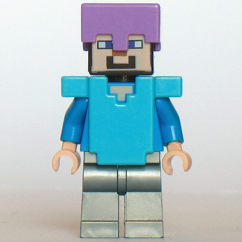 fig-006520 – Steve in Medium Lavender Helmet, Medium Azure Armor, and Flat Silver Legs