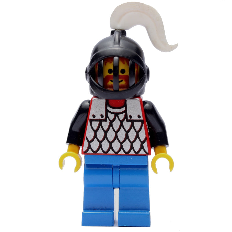 fig-006720 – Knight (Scale Mail on Red) - Black Arms, Blue Legs, White Plume