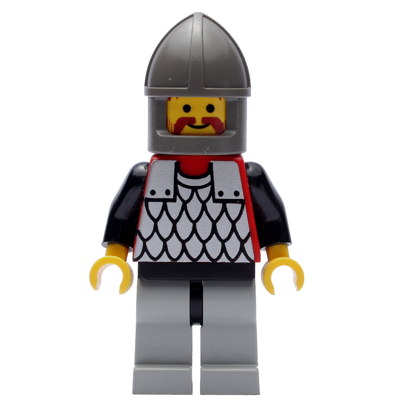 fig-006721 – Knight (Scale Mail on Red) - Black Arms, Light Gray Legs, Dark Gray Chin-Guard