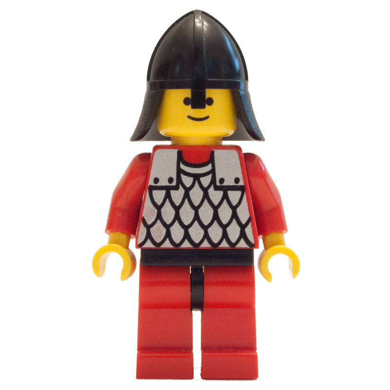 fig-006733 – Knight (Scale Mail on Red) - Red Arms, Red Legs, Black Neck-Protector