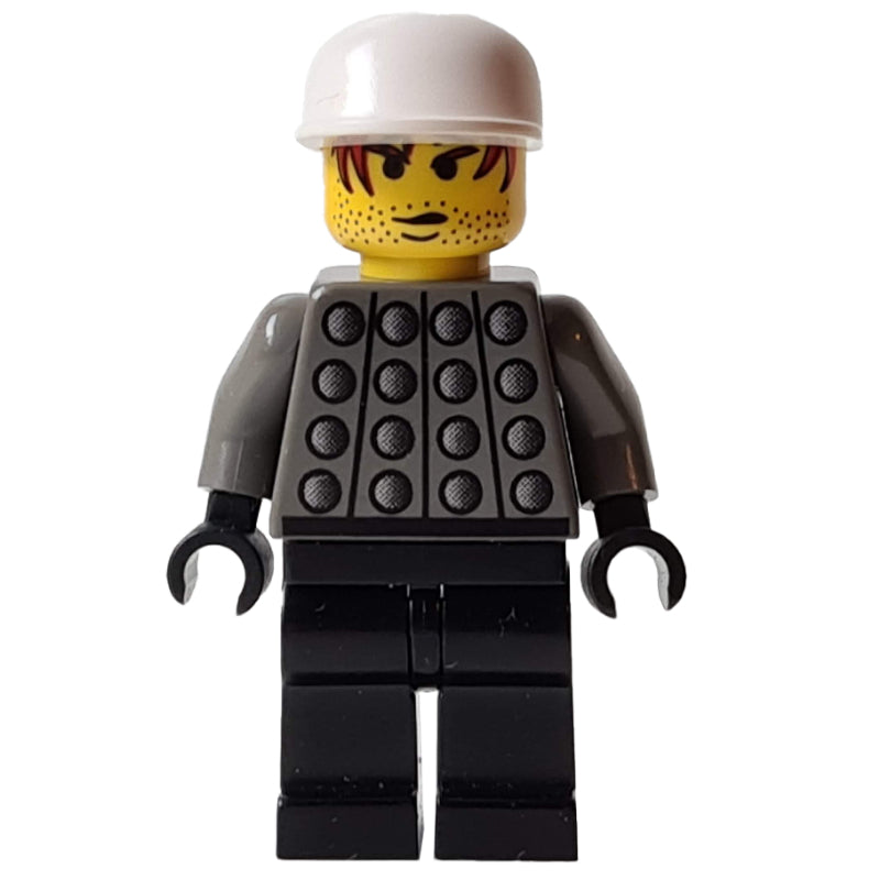 fig-006757 – Soccer Player Goalie Dark Grey Torso, Black Legs, White Cap