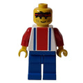 fig-006759 – Soccer Player White Torso, Blue/Res Stripes, Blue Legs, Sweat Band, #3