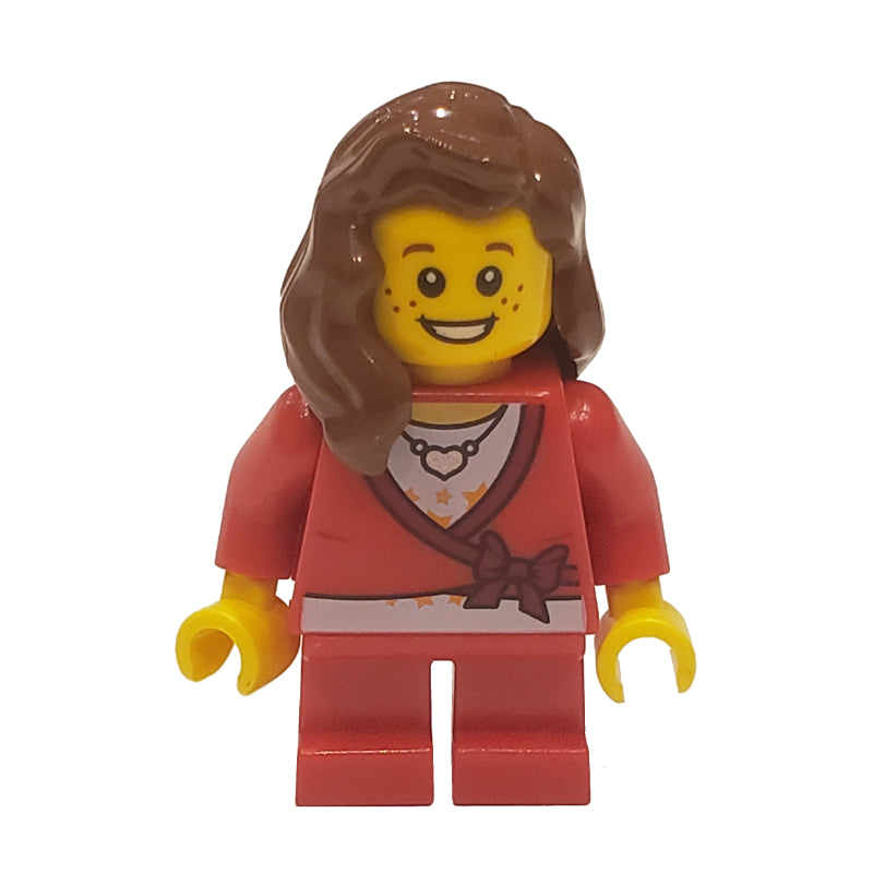 fig-006794 – Girl, Cardigan Tied with Bow, Necklace, Short Red Legs