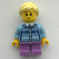fig-006795 – Girl, Cardigan Light Bright Blue, Short Medium Lavender Legs