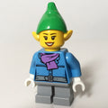 fig-006807 – Elf, Medium Blue Jacket with Medium Lavender Scarf, Bright Green Hat