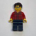 fig-006813 – Man, Red Flannel Shirt, Dark Blue Legs, Glasses