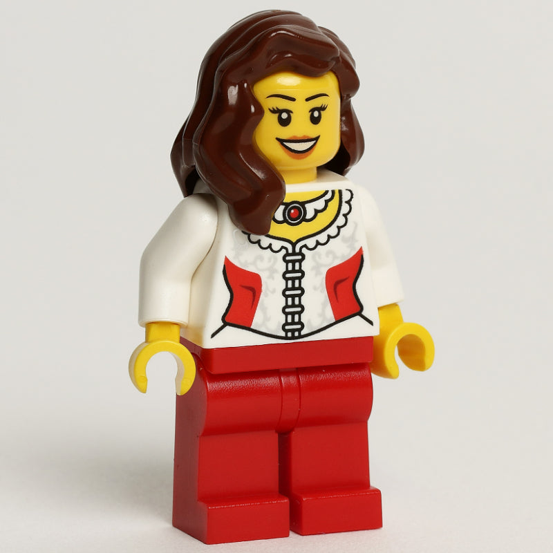 fig-006826 – Woman, White Corset with Red Sides, Necklace, Red Legs